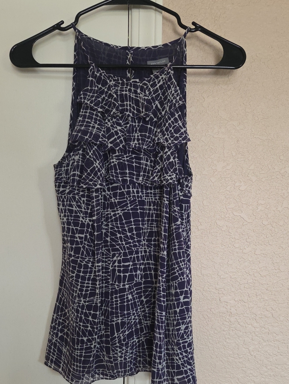 Ann Taylor Blue and White Printed Blouse